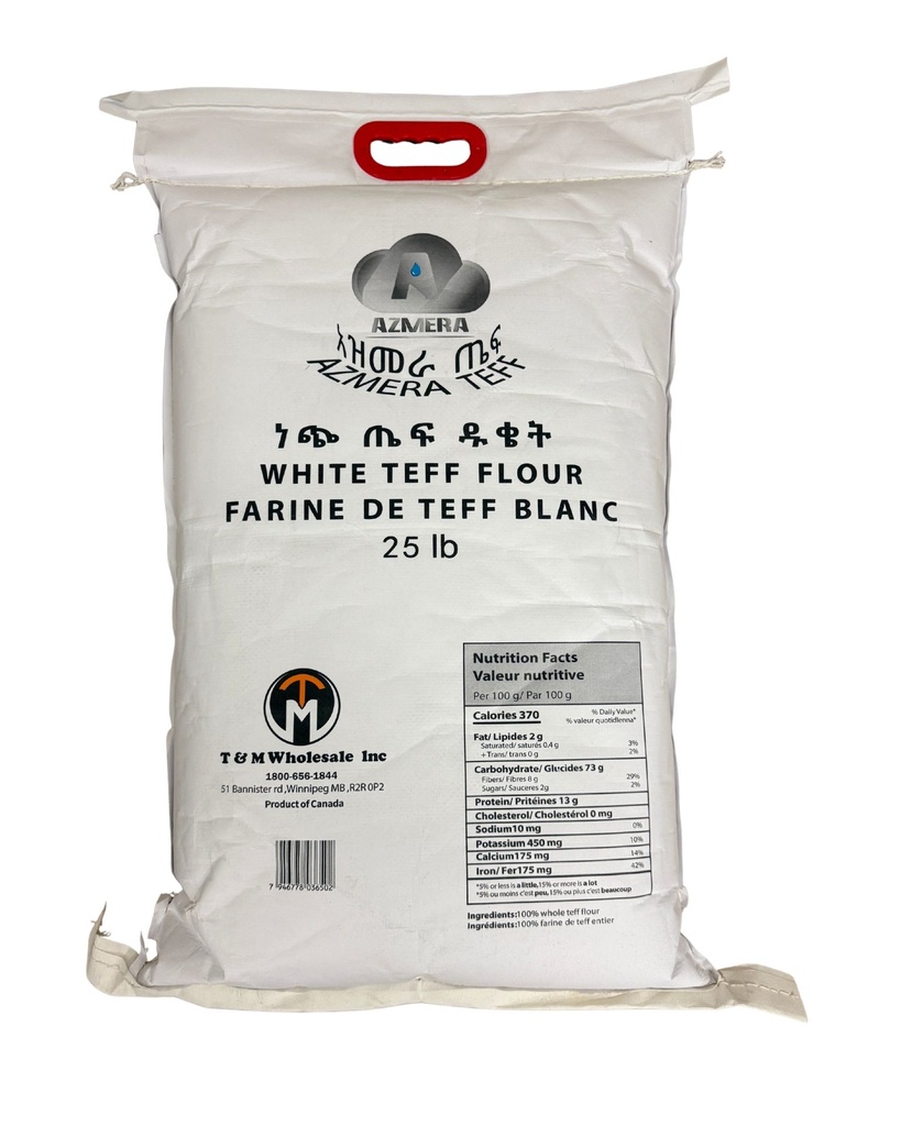 White Teff Flour Azmera 25 lb