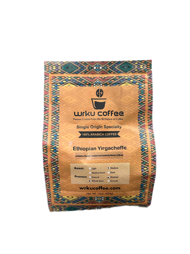 Wrku Ethiopian Yirgacheffe Whole Beans Medium Roast 1 LB