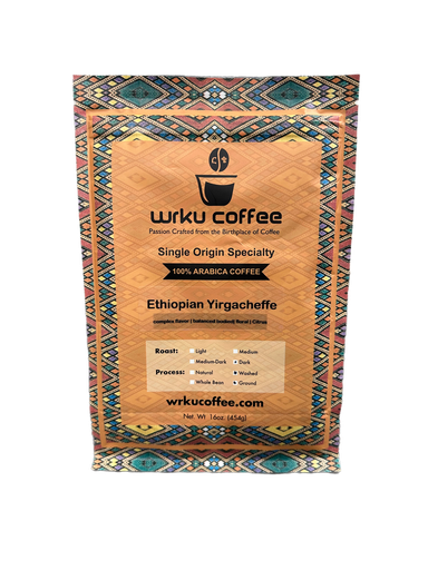 Wrku Ethiopian Yirgacheffe Ground Coffee Medium Roast 1 LB