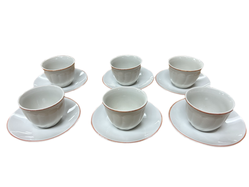 6 Coffee Cups And Saucers With Handle (White)